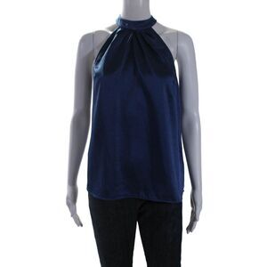 Coconinno Womens Blue Tie Halter Neck Sleeveless Serenity Blouse Top Size 8